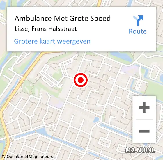 Locatie op kaart van de 112 melding: Ambulance Met Grote Spoed Naar Lisse, Frans Halsstraat op 10 december 2023 09:52