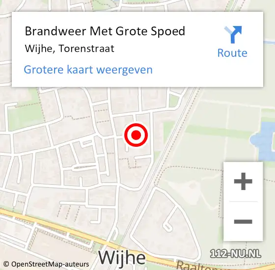 Locatie op kaart van de 112 melding: Brandweer Met Grote Spoed Naar Wijhe, Torenstraat op 10 december 2023 10:08