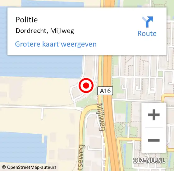 Locatie op kaart van de 112 melding: Politie Dordrecht, Mijlweg op 10 december 2023 10:14