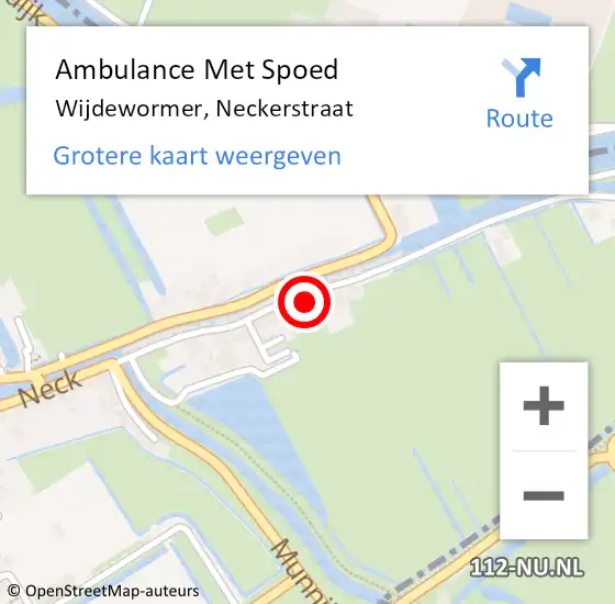 Locatie op kaart van de 112 melding: Ambulance Met Spoed Naar Wijdewormer, Neckerstraat op 10 december 2023 10:23
