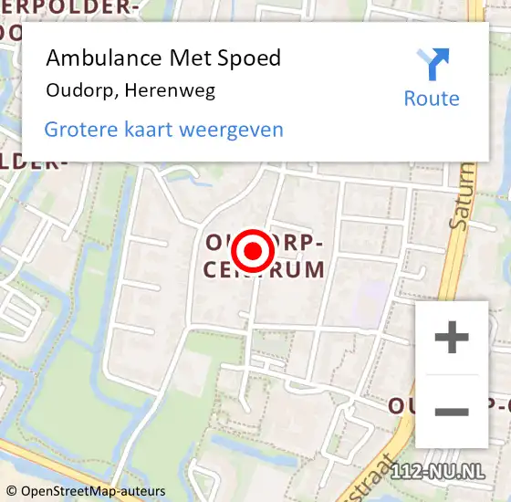 Locatie op kaart van de 112 melding: Ambulance Met Spoed Naar Oudorp, Herenweg op 10 december 2023 10:35