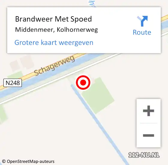 Locatie op kaart van de 112 melding: Brandweer Met Spoed Naar Middenmeer, Kolhornerweg op 10 december 2023 10:55