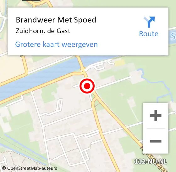 Locatie op kaart van de 112 melding: Brandweer Met Spoed Naar Zuidhorn, de Gast op 10 december 2023 10:58