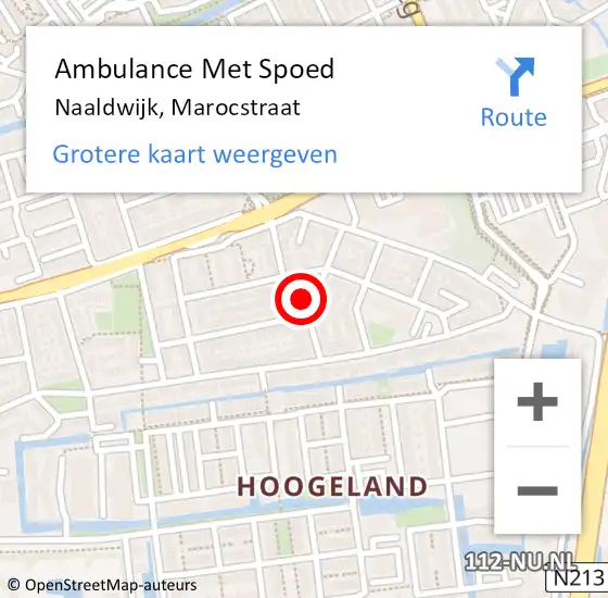 Locatie op kaart van de 112 melding: Ambulance Met Spoed Naar Naaldwijk, Marocstraat op 10 december 2023 11:44