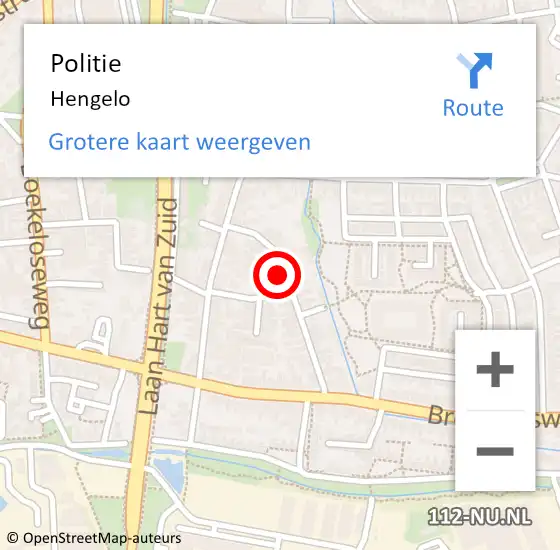 Locatie op kaart van de 112 melding: Politie Hengelo op 10 december 2023 11:54