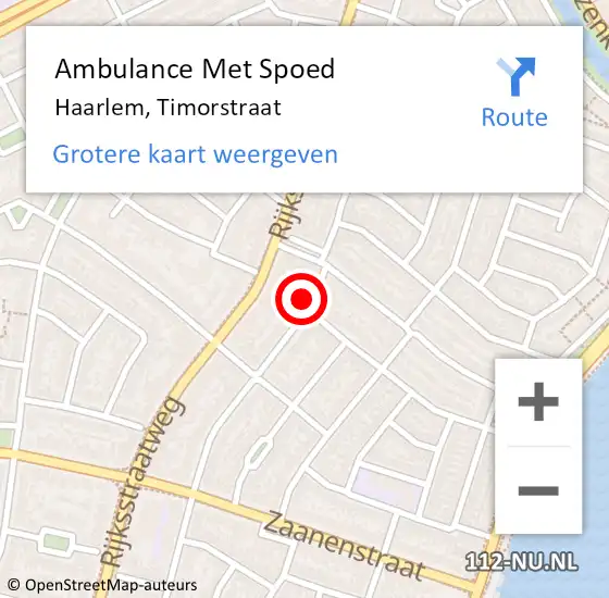 Locatie op kaart van de 112 melding: Ambulance Met Spoed Naar Haarlem, Timorstraat op 10 december 2023 12:08