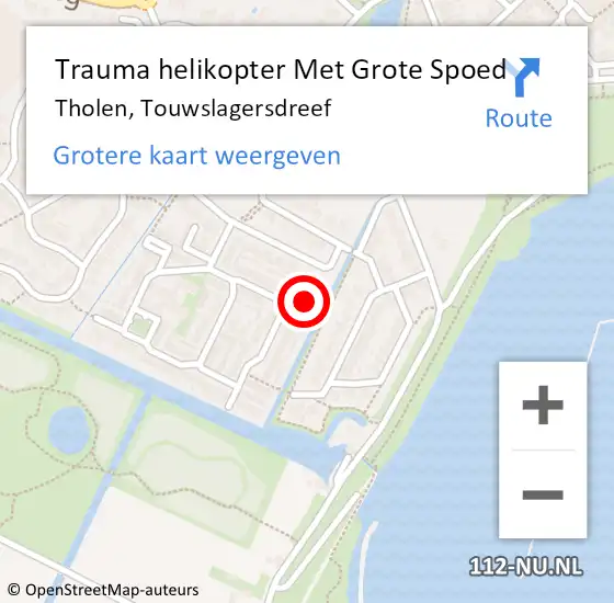 Locatie op kaart van de 112 melding: Trauma helikopter Met Grote Spoed Naar Tholen, Touwslagersdreef op 10 december 2023 12:16