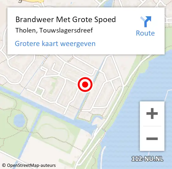 Locatie op kaart van de 112 melding: Brandweer Met Grote Spoed Naar Tholen, Touwslagersdreef op 10 december 2023 12:16