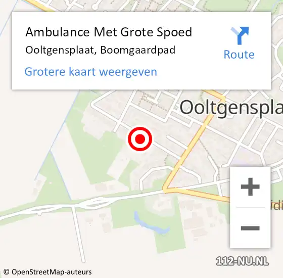 Locatie op kaart van de 112 melding: Ambulance Met Grote Spoed Naar Ooltgensplaat, Boomgaardpad op 10 december 2023 12:36