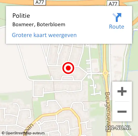 Locatie op kaart van de 112 melding: Politie Boxmeer, Boterbloem op 10 december 2023 12:42