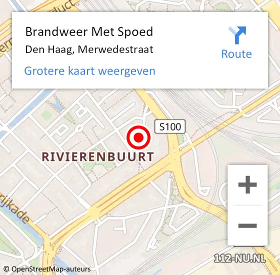 Locatie op kaart van de 112 melding: Brandweer Met Spoed Naar Den Haag, Merwedestraat op 10 december 2023 12:46