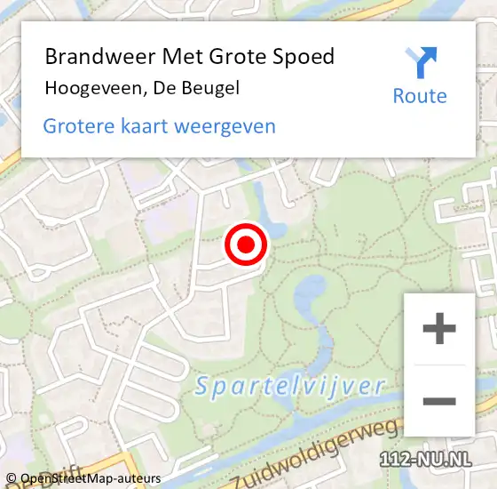 Locatie op kaart van de 112 melding: Brandweer Met Grote Spoed Naar Hoogeveen, De Beugel op 10 december 2023 12:53