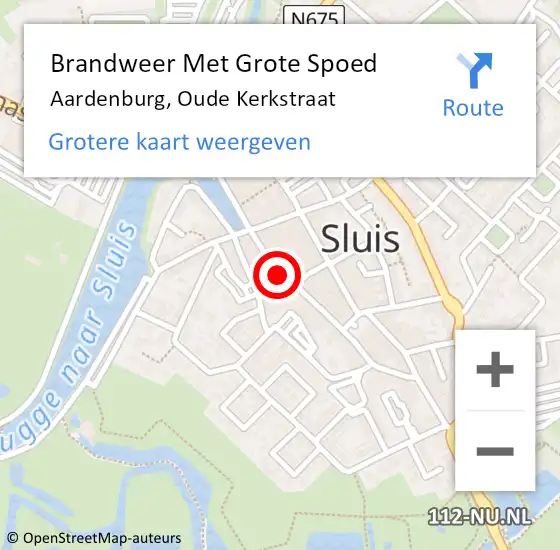 Locatie op kaart van de 112 melding: Brandweer Met Grote Spoed Naar Aardenburg, Oude Kerkstraat op 10 december 2023 12:54