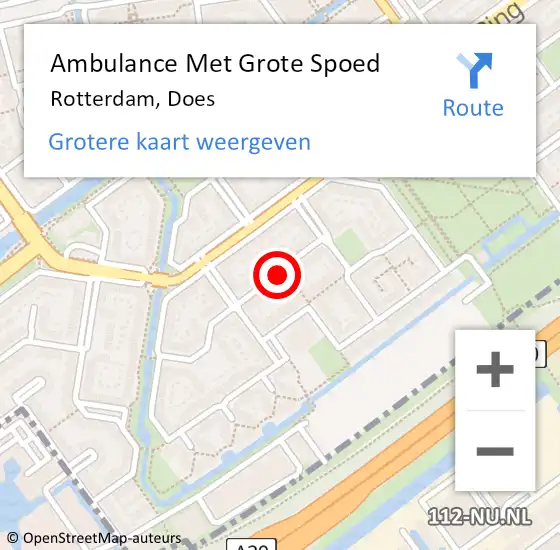 Locatie op kaart van de 112 melding: Ambulance Met Grote Spoed Naar Rotterdam, Does op 10 december 2023 13:21