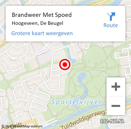 Locatie op kaart van de 112 melding: Brandweer Met Spoed Naar Hoogeveen, De Beugel op 10 december 2023 13:41