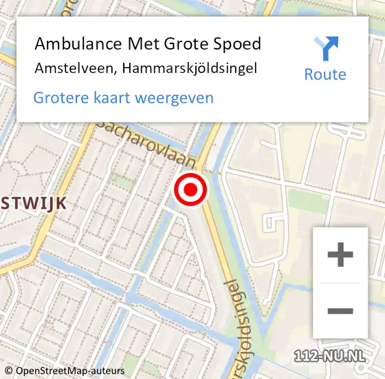 Locatie op kaart van de 112 melding: Ambulance Met Grote Spoed Naar Amstelveen, Hammarskjöldsingel op 10 december 2023 14:04