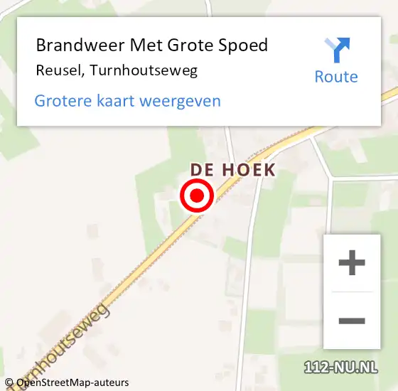 Locatie op kaart van de 112 melding: Brandweer Met Grote Spoed Naar Reusel, Turnhoutseweg op 10 december 2023 14:31