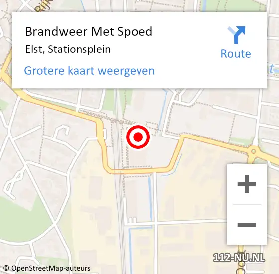 Locatie op kaart van de 112 melding: Brandweer Met Spoed Naar Elst, Stationsplein op 10 december 2023 14:53