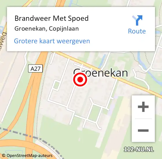 Locatie op kaart van de 112 melding: Brandweer Met Spoed Naar Groenekan, Copijnlaan op 14 oktober 2013 20:33