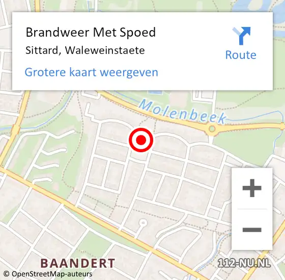 Locatie op kaart van de 112 melding: Brandweer Met Spoed Naar Sittard, Waleweinstaete op 10 december 2023 15:12