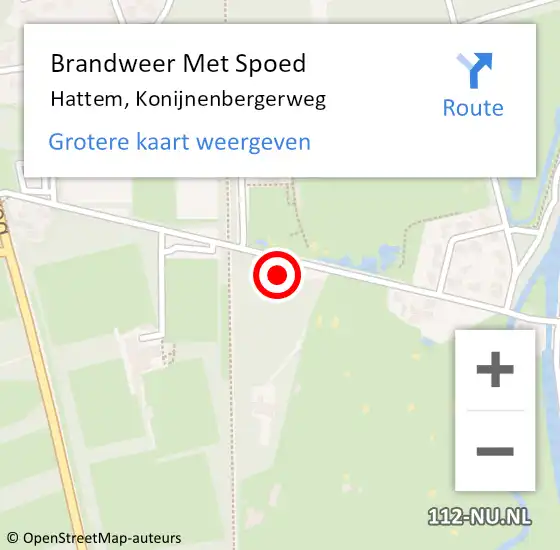 Locatie op kaart van de 112 melding: Brandweer Met Spoed Naar Hattem, Konijnenbergerweg op 10 december 2023 15:45