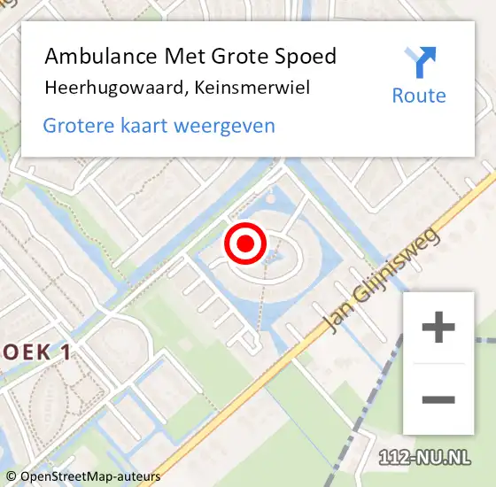 Locatie op kaart van de 112 melding: Ambulance Met Grote Spoed Naar Heerhugowaard, Keinsmerwiel op 10 december 2023 16:00