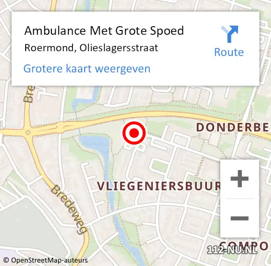 Locatie op kaart van de 112 melding: Ambulance Met Grote Spoed Naar Roermond, Olieslagersstraat op 10 december 2023 17:01