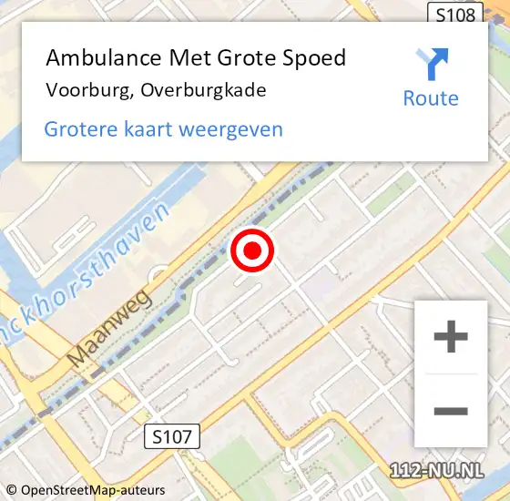 Locatie op kaart van de 112 melding: Ambulance Met Grote Spoed Naar Voorburg, Overburgkade op 10 december 2023 17:19