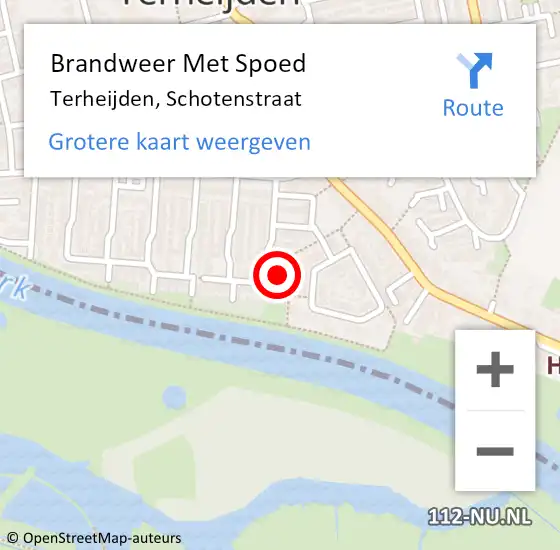 Locatie op kaart van de 112 melding: Brandweer Met Spoed Naar Terheijden, Schotenstraat op 10 december 2023 17:21