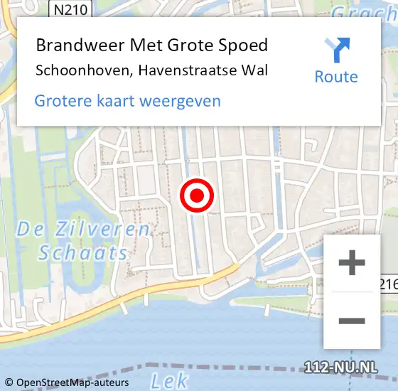 Locatie op kaart van de 112 melding: Brandweer Met Grote Spoed Naar Schoonhoven, Havenstraatse Wal op 10 december 2023 17:46