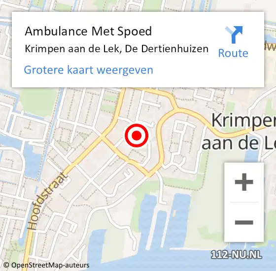 Locatie op kaart van de 112 melding: Ambulance Met Spoed Naar Krimpen aan de Lek, De Dertienhuizen op 10 december 2023 17:52