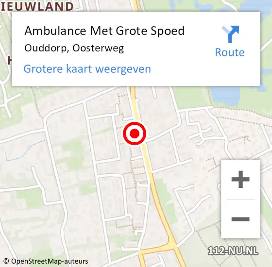 Locatie op kaart van de 112 melding: Ambulance Met Grote Spoed Naar Ouddorp, Oosterweg op 10 december 2023 18:04