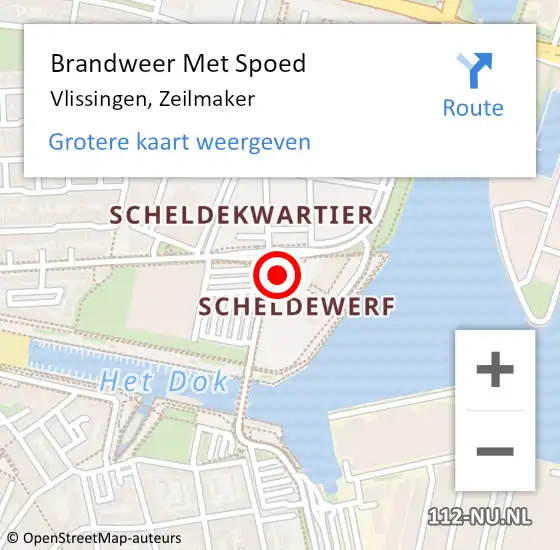 Locatie op kaart van de 112 melding: Brandweer Met Spoed Naar Vlissingen, Zeilmaker op 10 december 2023 18:04