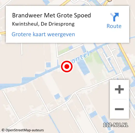 Locatie op kaart van de 112 melding: Brandweer Met Grote Spoed Naar Kwintsheul, De Driesprong op 10 december 2023 18:07