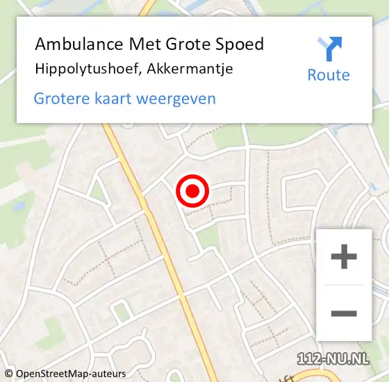 Locatie op kaart van de 112 melding: Ambulance Met Grote Spoed Naar Hippolytushoef, Akkermantje op 10 december 2023 18:08