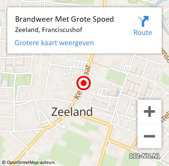 Locatie op kaart van de 112 melding: Brandweer Met Grote Spoed Naar Zeeland, Franciscushof op 10 december 2023 18:14