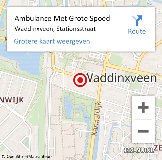 Locatie op kaart van de 112 melding: Ambulance Met Grote Spoed Naar Waddinxveen, Stationsstraat op 10 december 2023 18:20