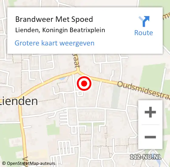 Locatie op kaart van de 112 melding: Brandweer Met Spoed Naar Lienden, Koningin Beatrixplein op 10 december 2023 18:33