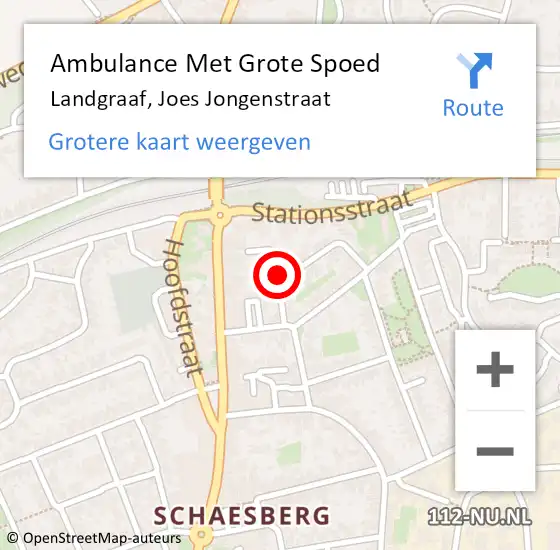 Locatie op kaart van de 112 melding: Ambulance Met Grote Spoed Naar Landgraaf, Joes Jongenstraat op 18 september 2014 07:49