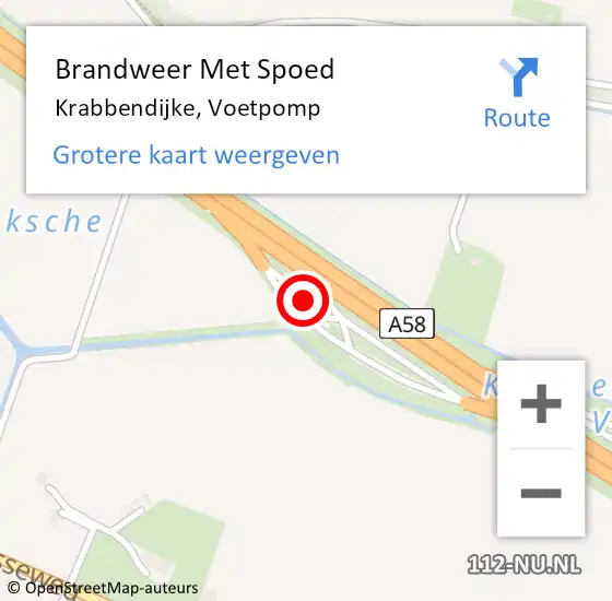 Locatie op kaart van de 112 melding: Brandweer Met Spoed Naar Krabbendijke, Voetpomp op 10 december 2023 18:55