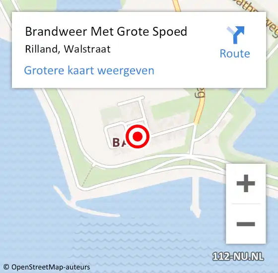 Locatie op kaart van de 112 melding: Brandweer Met Grote Spoed Naar Rilland, Walstraat op 10 december 2023 19:10