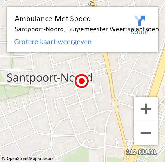 Locatie op kaart van de 112 melding: Ambulance Met Spoed Naar Santpoort-Noord, Burgemeester Weertsplantsoen op 10 december 2023 19:10