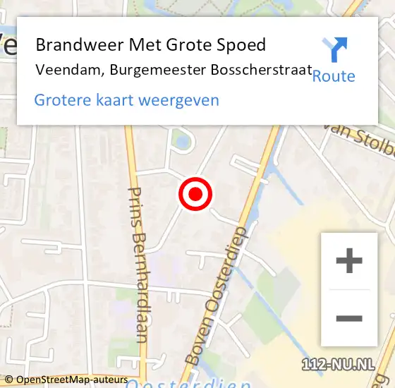 Locatie op kaart van de 112 melding: Brandweer Met Grote Spoed Naar Veendam, Burgemeester Bosscherstraat op 10 december 2023 19:17