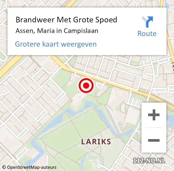 Locatie op kaart van de 112 melding: Brandweer Met Grote Spoed Naar Assen, Maria in Campislaan op 10 december 2023 19:23