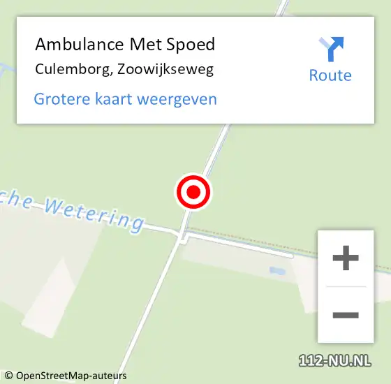 Locatie op kaart van de 112 melding: Ambulance Met Spoed Naar Culemborg, Zoowijkseweg op 18 september 2014 07:56