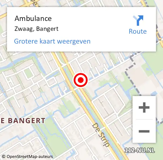 Locatie op kaart van de 112 melding: Ambulance Zwaag, Bangert op 10 december 2023 19:34