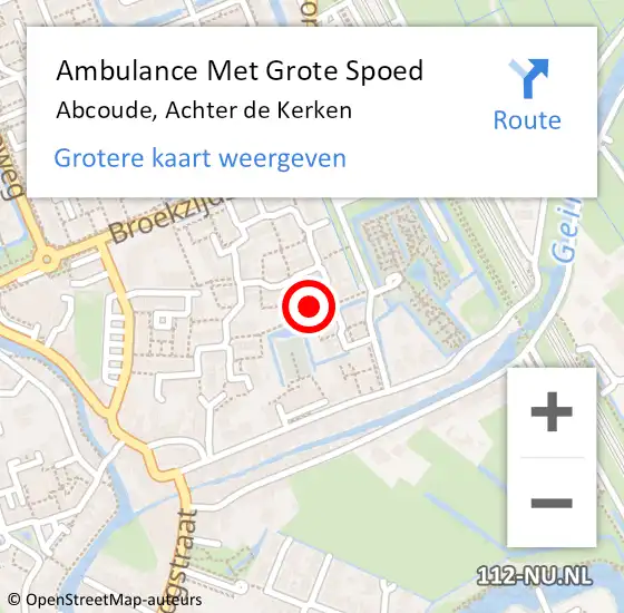 Locatie op kaart van de 112 melding: Ambulance Met Grote Spoed Naar Abcoude, Achter de Kerken op 10 december 2023 20:03