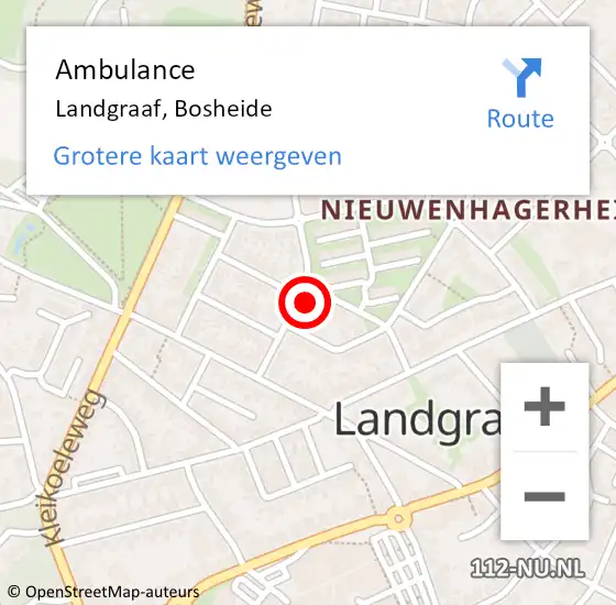 Locatie op kaart van de 112 melding: Ambulance Landgraaf, Bosheide op 18 september 2014 08:01