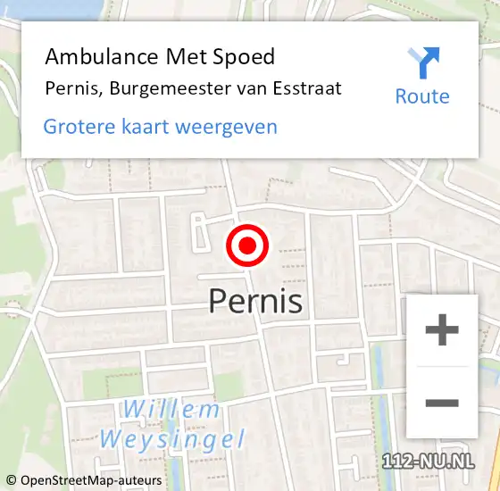 Locatie op kaart van de 112 melding: Ambulance Met Spoed Naar Pernis, Burgemeester van Esstraat op 10 december 2023 20:37