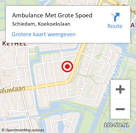 Locatie op kaart van de 112 melding: Ambulance Met Grote Spoed Naar Schiedam, Koekoekslaan op 10 december 2023 20:39